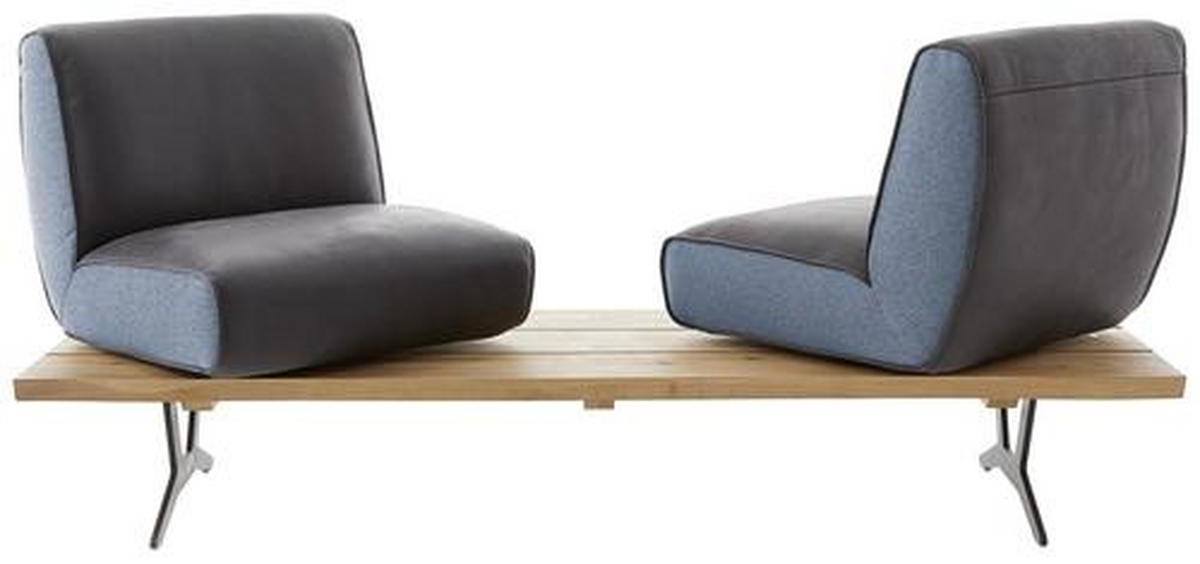 SITZBANK 190/85/69 cm  in Schwarz, Türkis, Dunkelbraun  - Türkis/Dunkelbraun, Design, Leder/Holz (190/85/69cm) - Ambiente