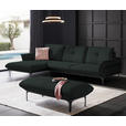 ECKSOFA in Echtleder Schwarz  - Schwarz, Design, Leder/Metall (182/325cm) - Valnatura