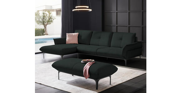 ECKSOFA in Echtleder Schwarz  - Schwarz, Design, Leder/Metall (182/325cm) - Valnatura