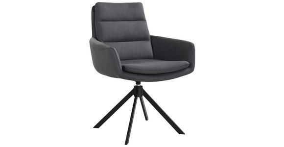 ARMLEHNSTUHL in Stahl Echtleder pigmentiert - Schwarz, Design, Leder/Metall (62.5 cm/89/66.5 cmcm) - Dieter Knoll