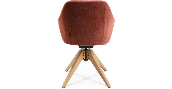 ARMLEHNSTUHL  in Velours  - Eichefarben/Rot, Design, Holz/Textil (58/82,5-85,2/60cm) - Johann Jakob