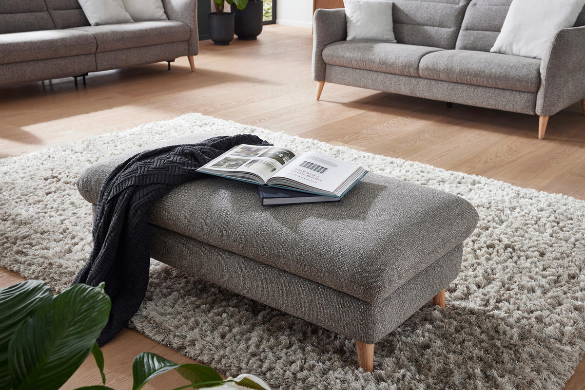 HOCKER in Holz, Textil Greige  - Greige/Eichefarben, Design, Holz/Textil (132/85/67cm) - Dieter Knoll