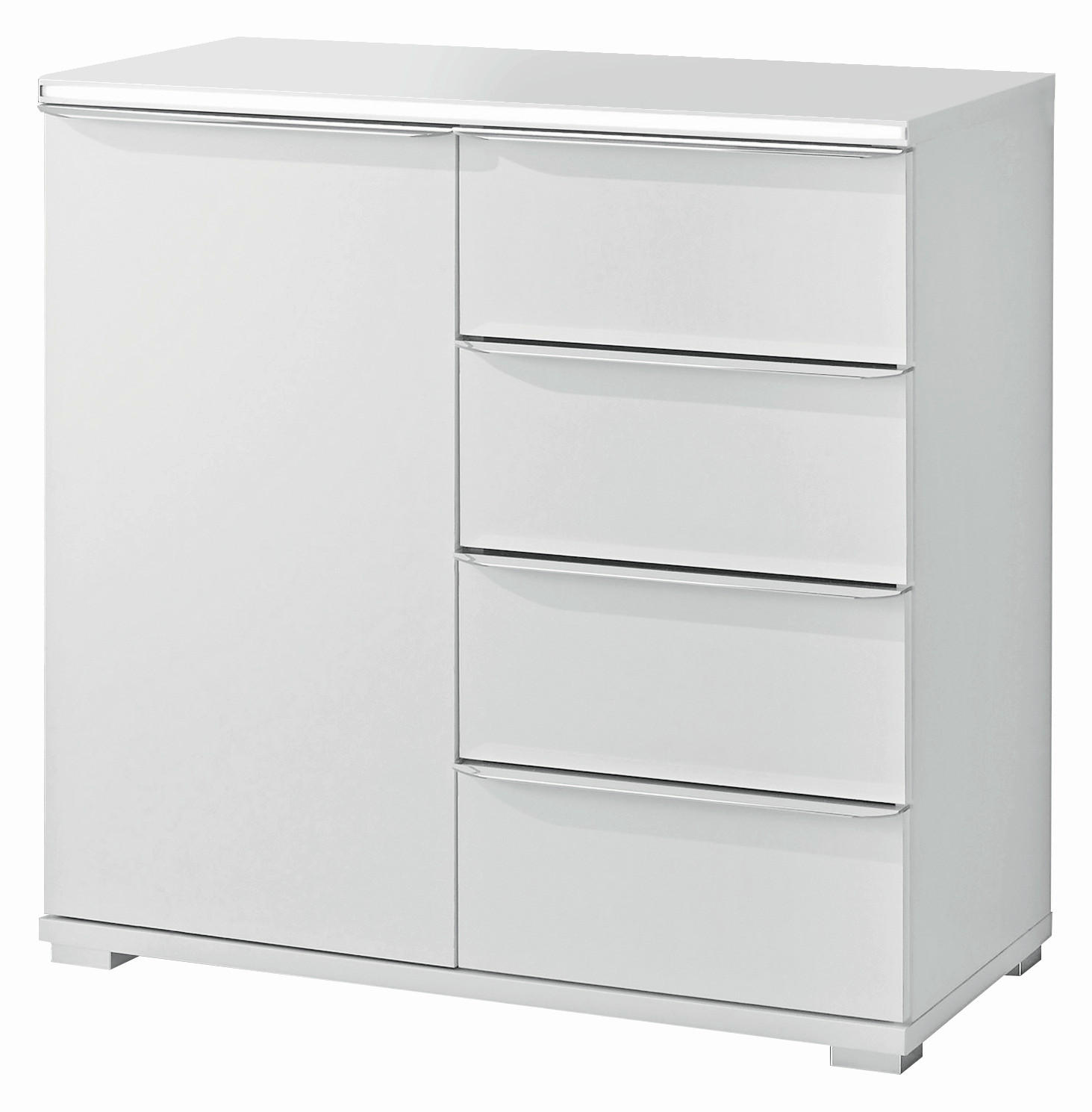 KOMMODE  in 80/80/40 cm  - Alufarben/Weiß, Basics, Glas/Holzwerkstoff (80/80/40cm) - Moderano