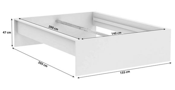 BETTRAHMEN 140/200 cm  in Weiß  - Weiß, KONVENTIONELL, Holzwerkstoff (140/200cm) - Hom`in