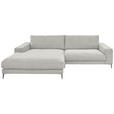 ECKSOFA Ottomane links  Weiß Feincord  - Schwarz/Weiß, Design, Textil/Metall (207/293cm) - Dieter Knoll