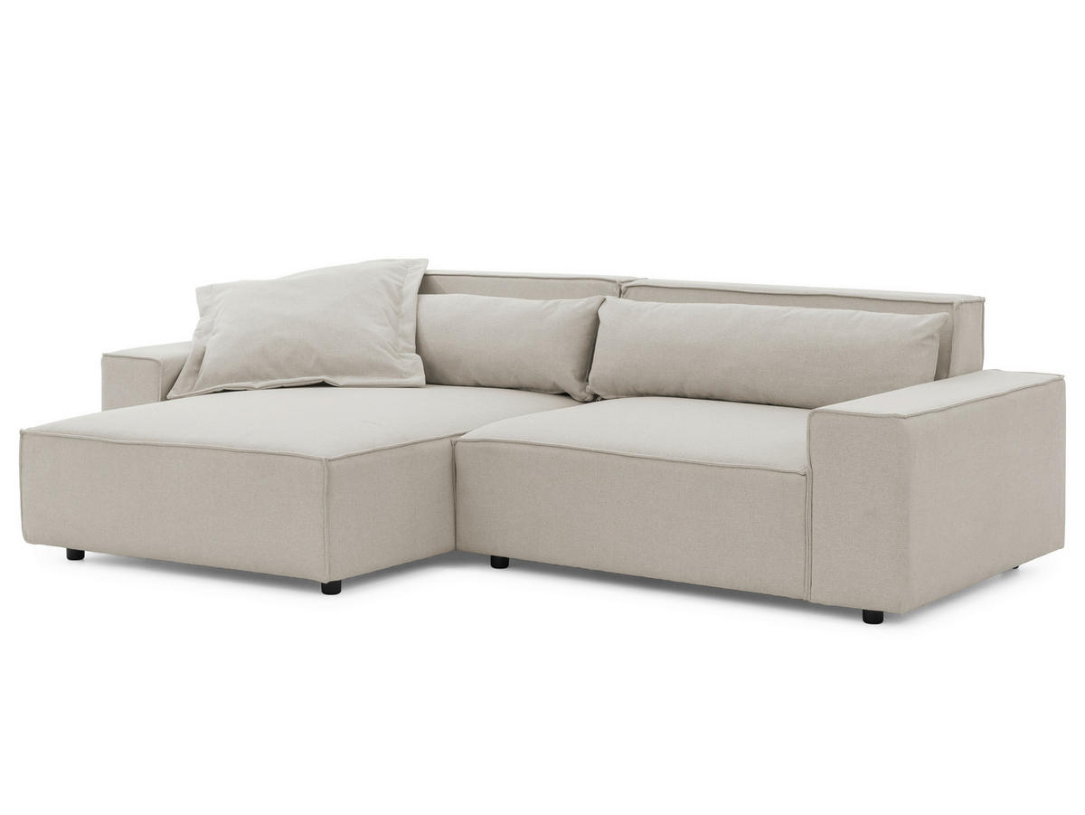 ECKSOFA Webstoff Beige  - Beige/Schwarz, Design, Kunststoff/Textil (251/142cm) - P & B