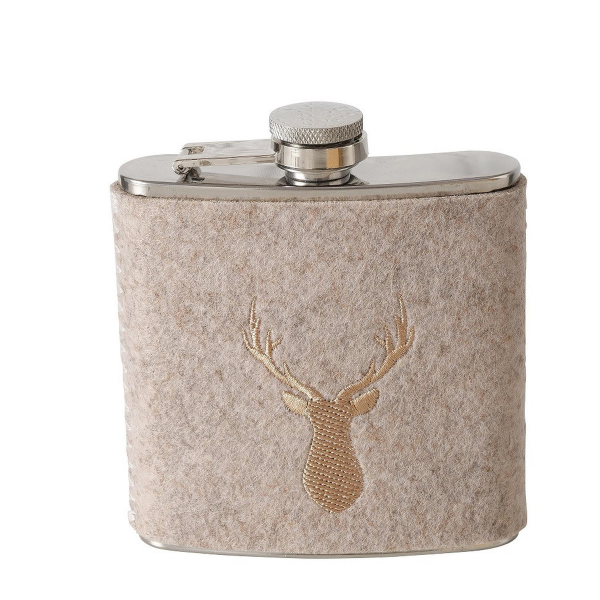 TRINKFLASCHE  - Silberfarben/Grau, KONVENTIONELL, Textil/Metall (9,2/3/11cm)