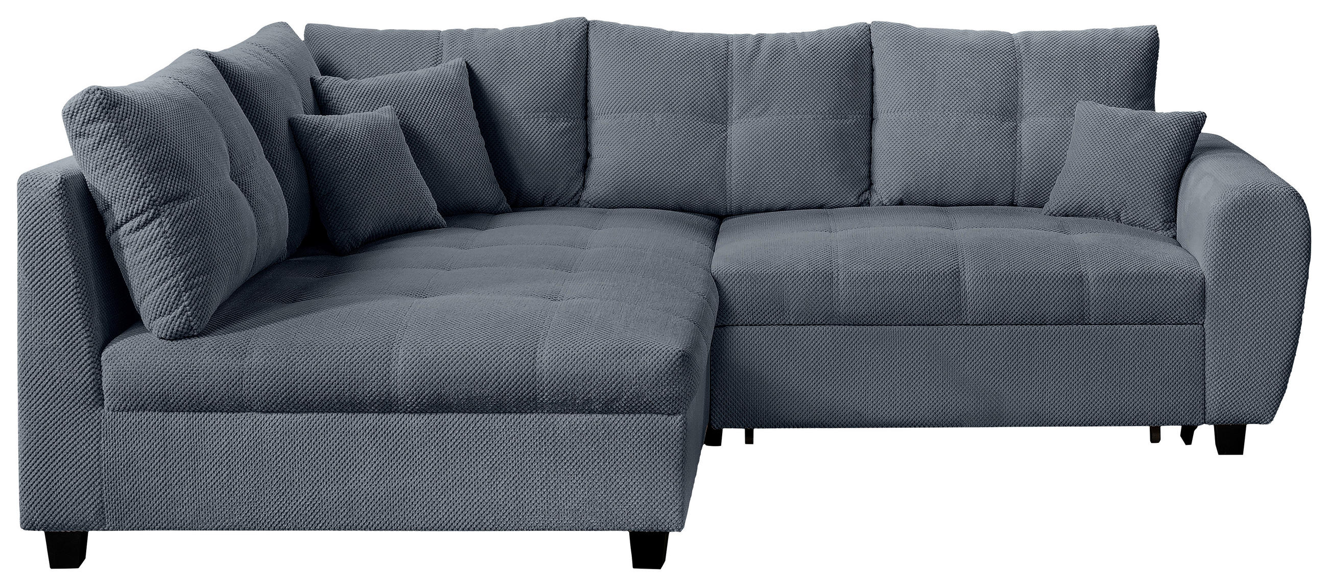 ECKSOFA Grau Plüsch  - Schwarz/Grau, KONVENTIONELL, Kunststoff/Textil (175/249cm) - Carryhome