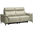 3-SITZER-SOFA  in Echtleder Silberfarben   - Silberfarben/Schwarz, Design, Leder/Metall (214/105/98cm) - Belluti