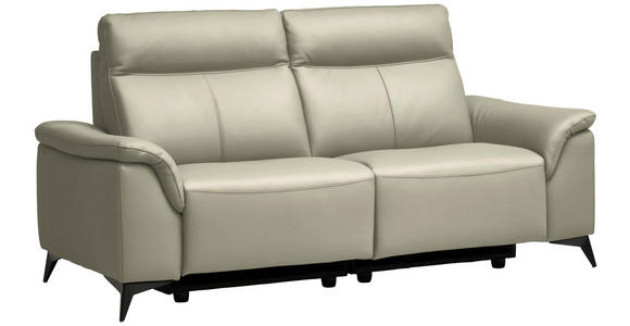 3-SITZER-SOFA  in Echtleder Silberfarben   - Silberfarben/Schwarz, Design, Leder/Metall (214/105/98cm) - Belluti
