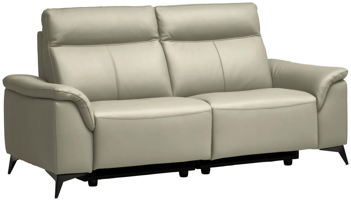 3-SED,  srebrne barve usnje  - srebrne barve/črna, Design, kovina/usnje (214/105/98cm) - Belluti