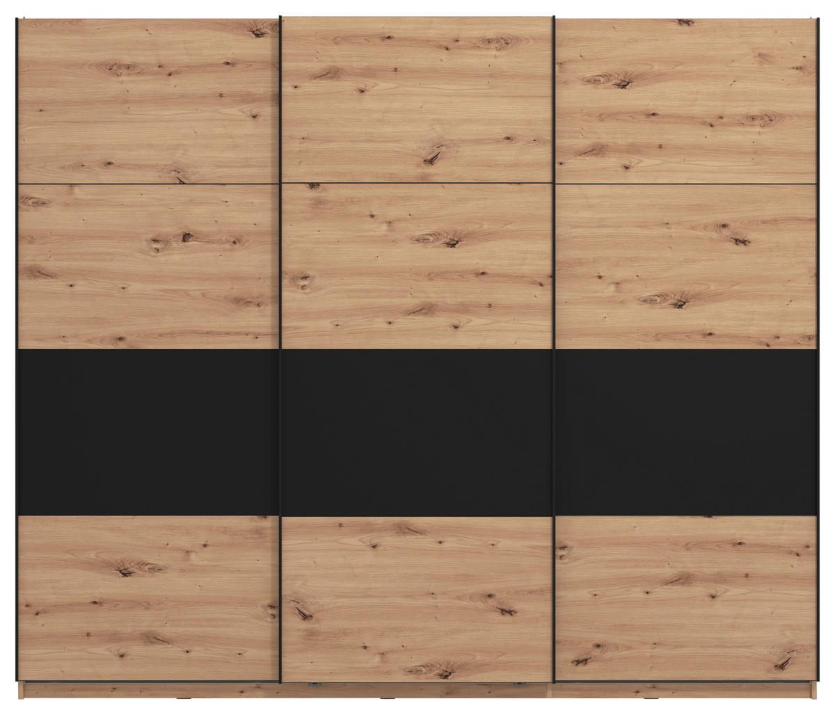 SKRIŇA S POS. DVER. – HOR.VED, čierna, dub artisan, 262,5/224/65,5 cm - čierna/dub artisan, Basics, kov/kompozitné drevo (262,5/224/65,5cm) - Xora