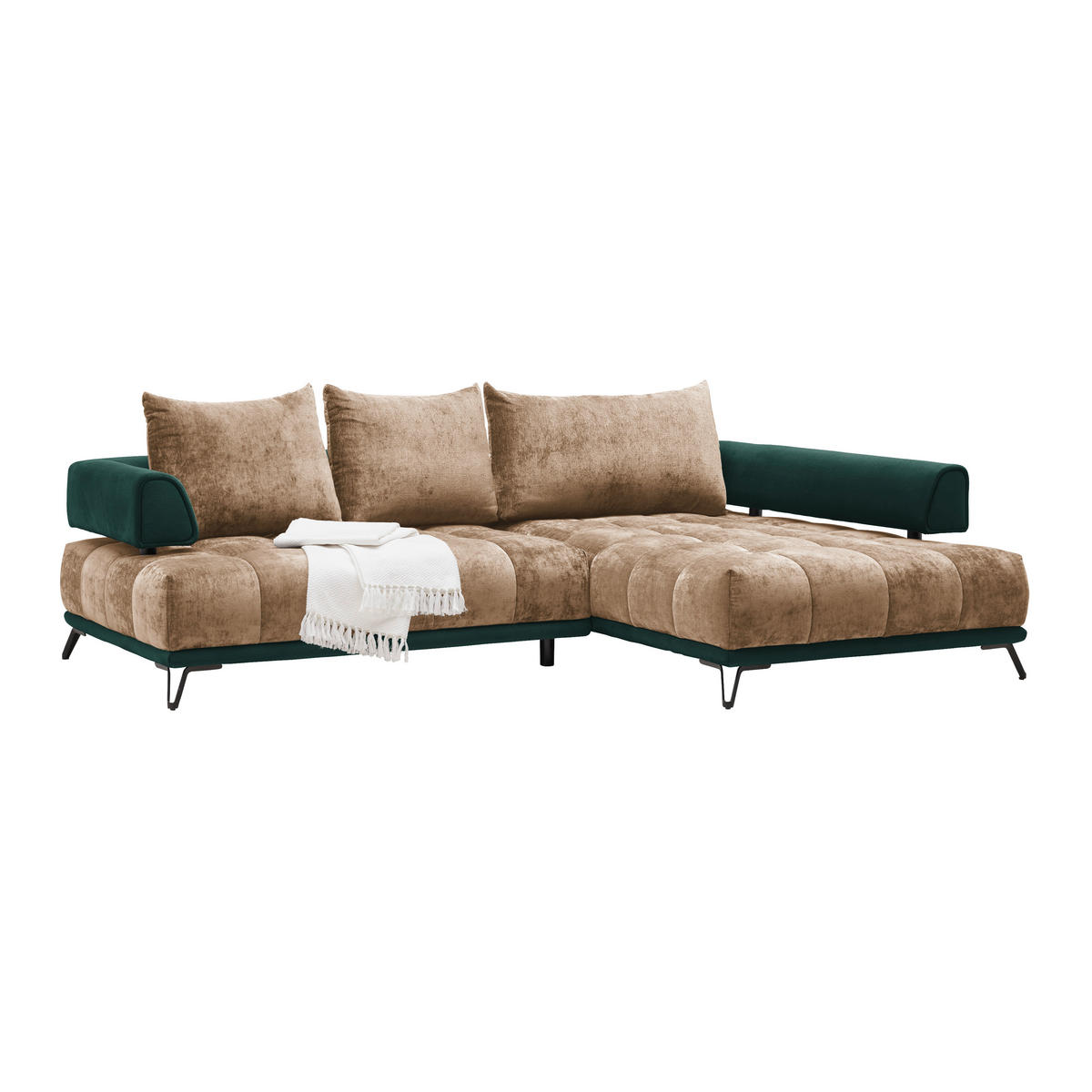 HÖRNSOFFA i beige  - beige/svart, Modern, metall/textil (262/67-87/184cm) - MID.YOU