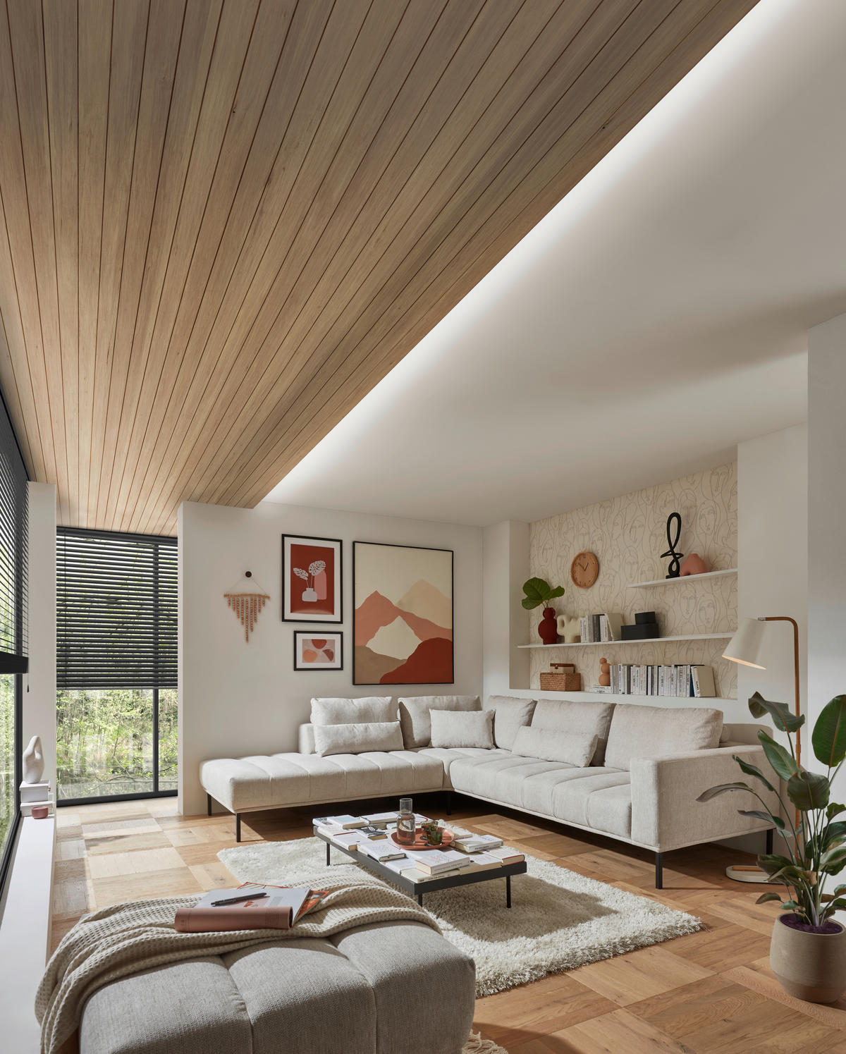 ECKSOFA  in Flachgewebe Creme  270/308 cm  - Creme/Schwarz, Design, Textil/Metall (270/308cm) - Pure Home Lifestyle