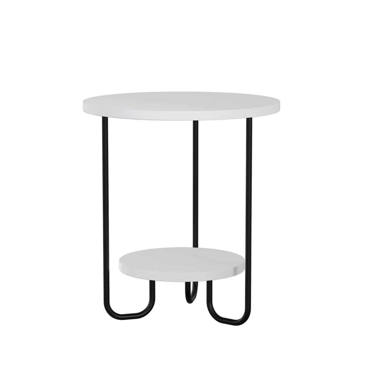 BEISTELLTISCH 40/40/45 cm Weiß rund  - Schwarz/Weiß, Design, Holzwerkstoff/Metall (40/40/45cm) - Livetastic