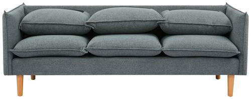 3-SITZER-SOFA Webstoff Dunkelgrau  - Dunkelgrau/Naturfarben, Design, Holz/Kunststoff (188/84/82cm) - Livetastic