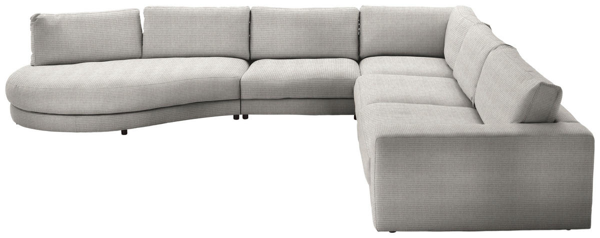 ECKSOFA  in Chenille, Cord Hellgrau  425/365 cm  - Hellgrau/Schwarz, Design, Kunststoff/Textil (425/365cm) - Lomoco
