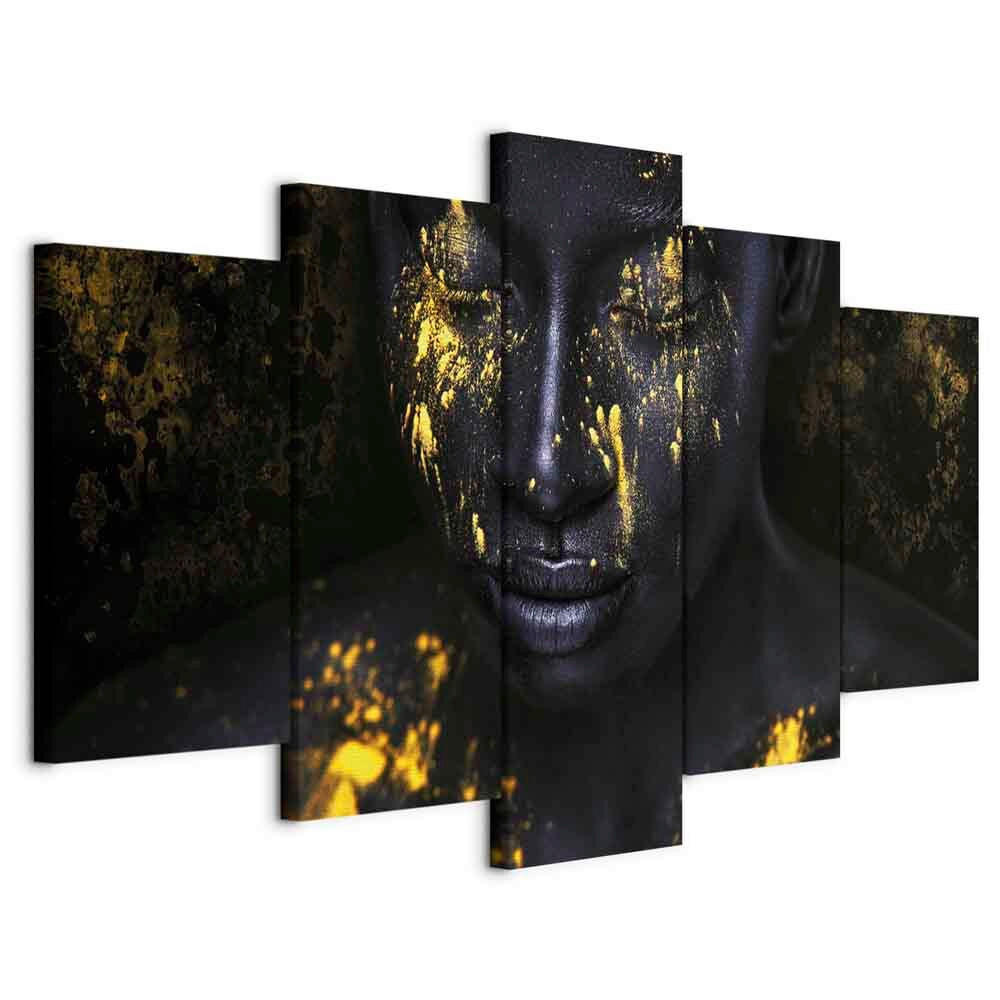 Leinwandbild Schwarz Goldfarben B: 100 cm