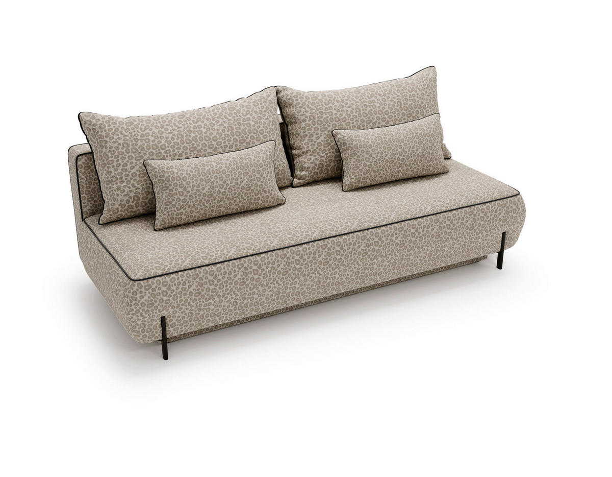 SCHLAFSOFA Jacquard Hellgrau Stoffauswahl, Rücken echt  - Hellgrau/Braun, Design, Textil/Metall (212/90/95cm) - Livetastic