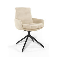 ARMLEHNSTUHL  Beinauswahl, Sitzfläche 360° drehbar, Stoff-/Lederauswahl gerippt  Beige  - Beige/Schwarz, Design, Textil/Metall (60/91/62cm) - Valdera