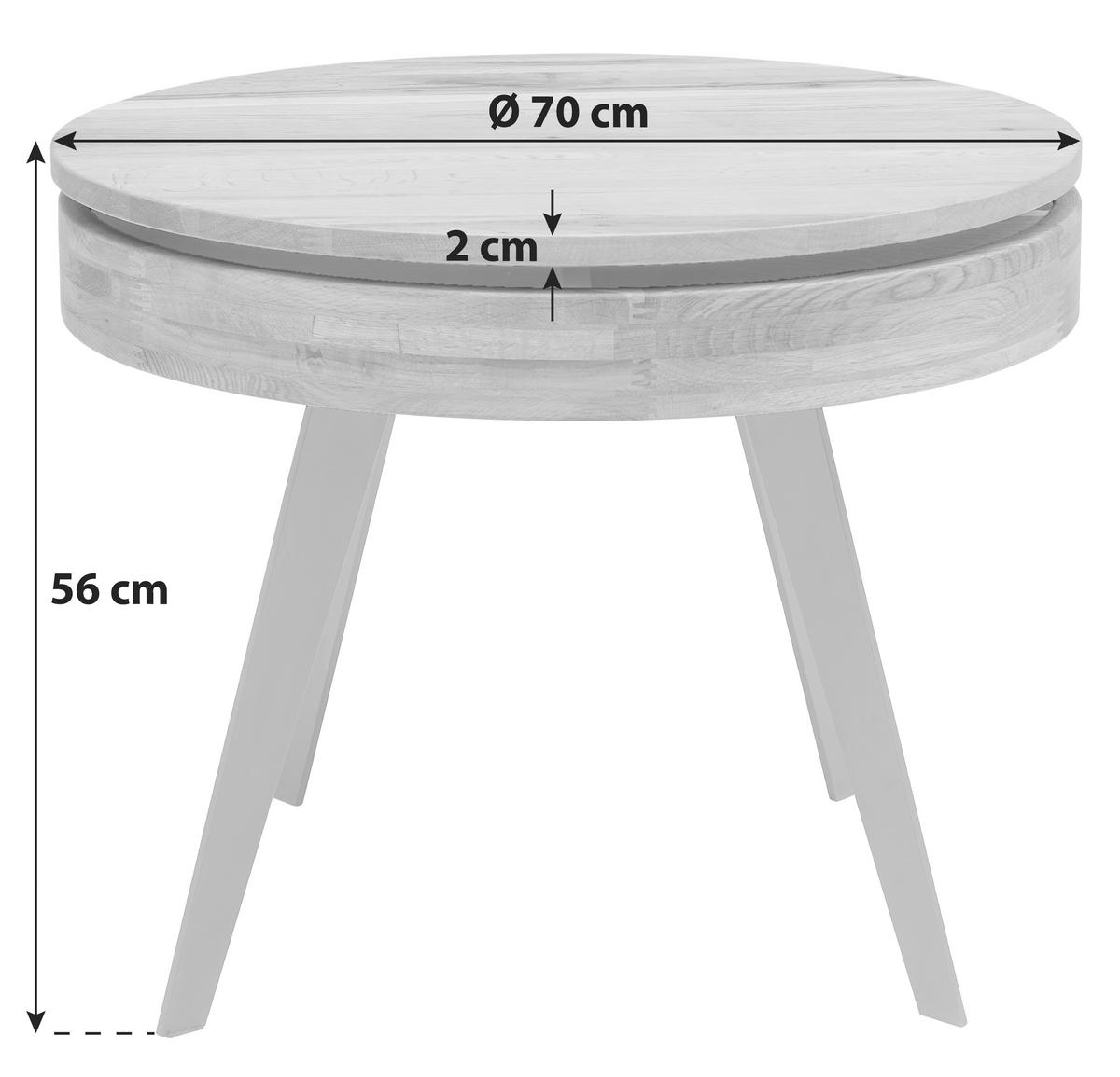 COUCHTISCH Eiche furniert, Sperrholz rund Naturfarben, Schwarz  - Schwarz/Naturfarben, MODERN, Holz/Holzwerkstoff (70/56cm) - Livetastic