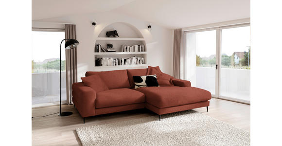 ECKSOFA  in Flachgewebe Rostfarben  253/177 cm  - Rostfarben/Schwarz, Design, Textil/Metall (253/177cm) - Dieter Knoll