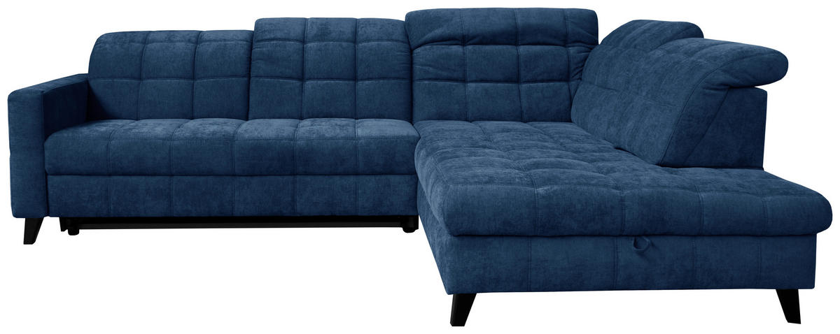 ROHOVÁ SEDACIA SÚPRAVA, textil, modrá - čierna/modrá, Design, drevo/textil (297/216cm) - Xora