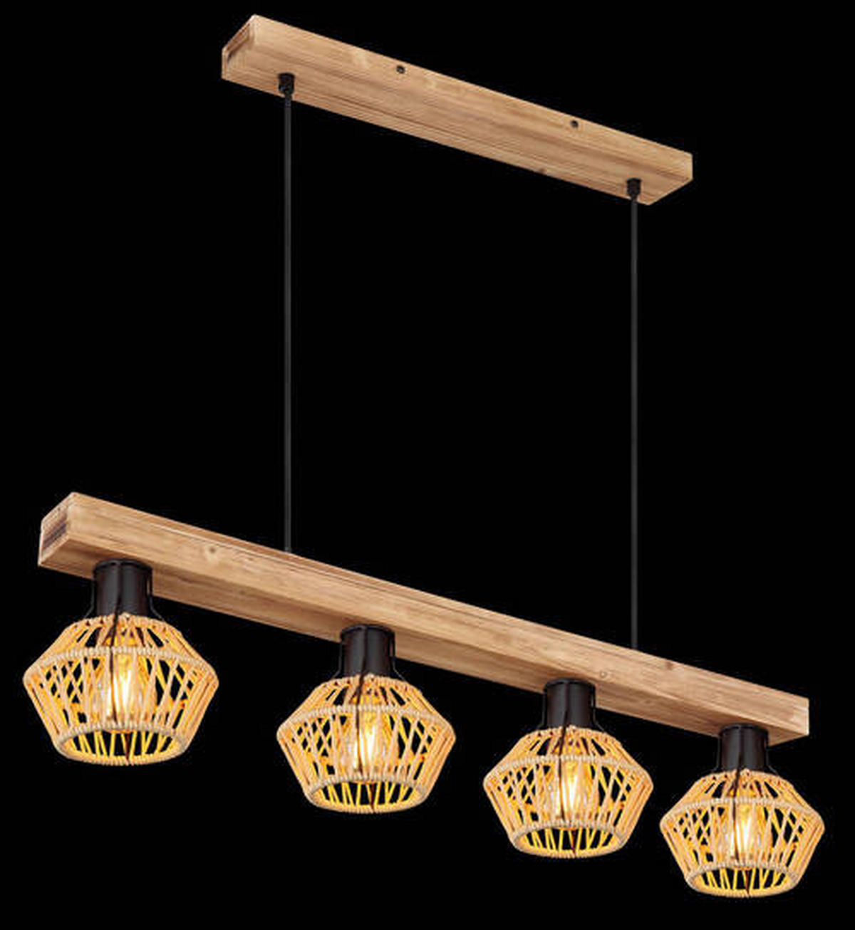 HÄNGLAMPA 80/16/120 cm  - svart/mörkbrun, Natur, metall/naturmaterial (80/16/120cm) - Globo
