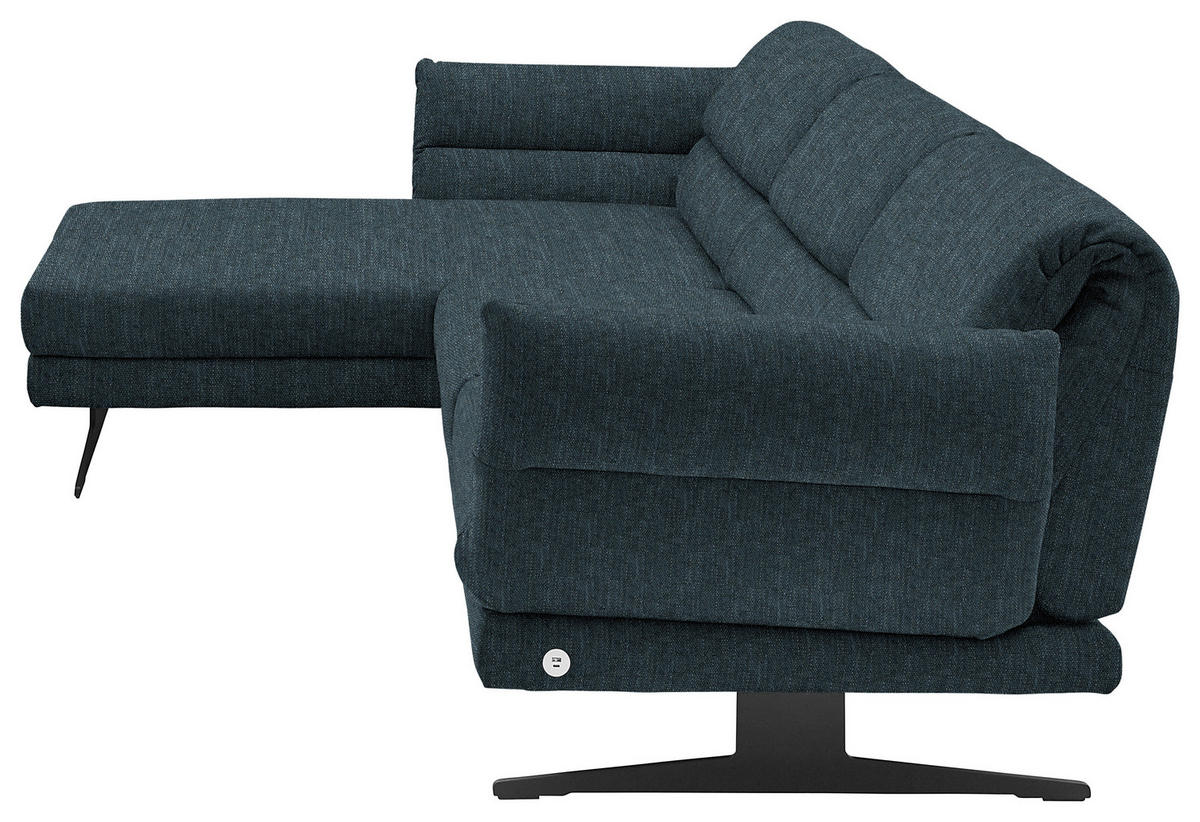 ECKSOFA in Flachgewebe Petrol  - Petrol/Schwarz, Design, Textil/Metall (176-217/279-327cm) - Dieter Knoll