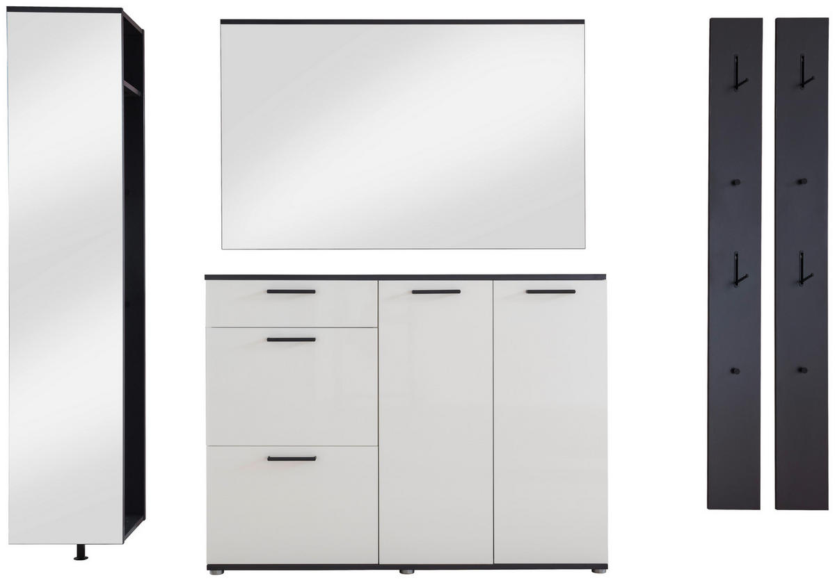 GARDEROBE 5-teilig  in 250/200/38 cm  - Anthrazit/Weiß, KONVENTIONELL, Holzwerkstoff (250/200/38cm) - Moderano