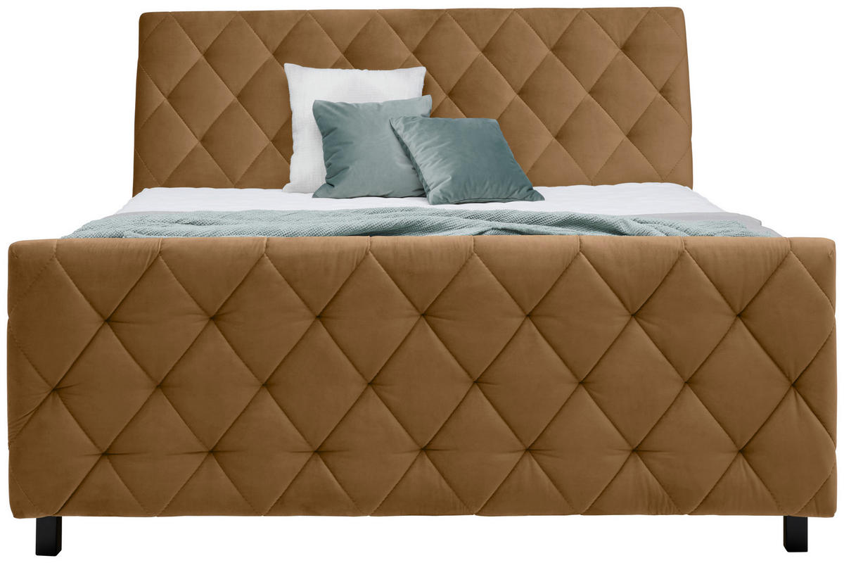BOXSPRINGBETT 160/200 cm  in Beige  - Beige/Schwarz, KONVENTIONELL, Holz/Textil (160/200cm) - Ti'me