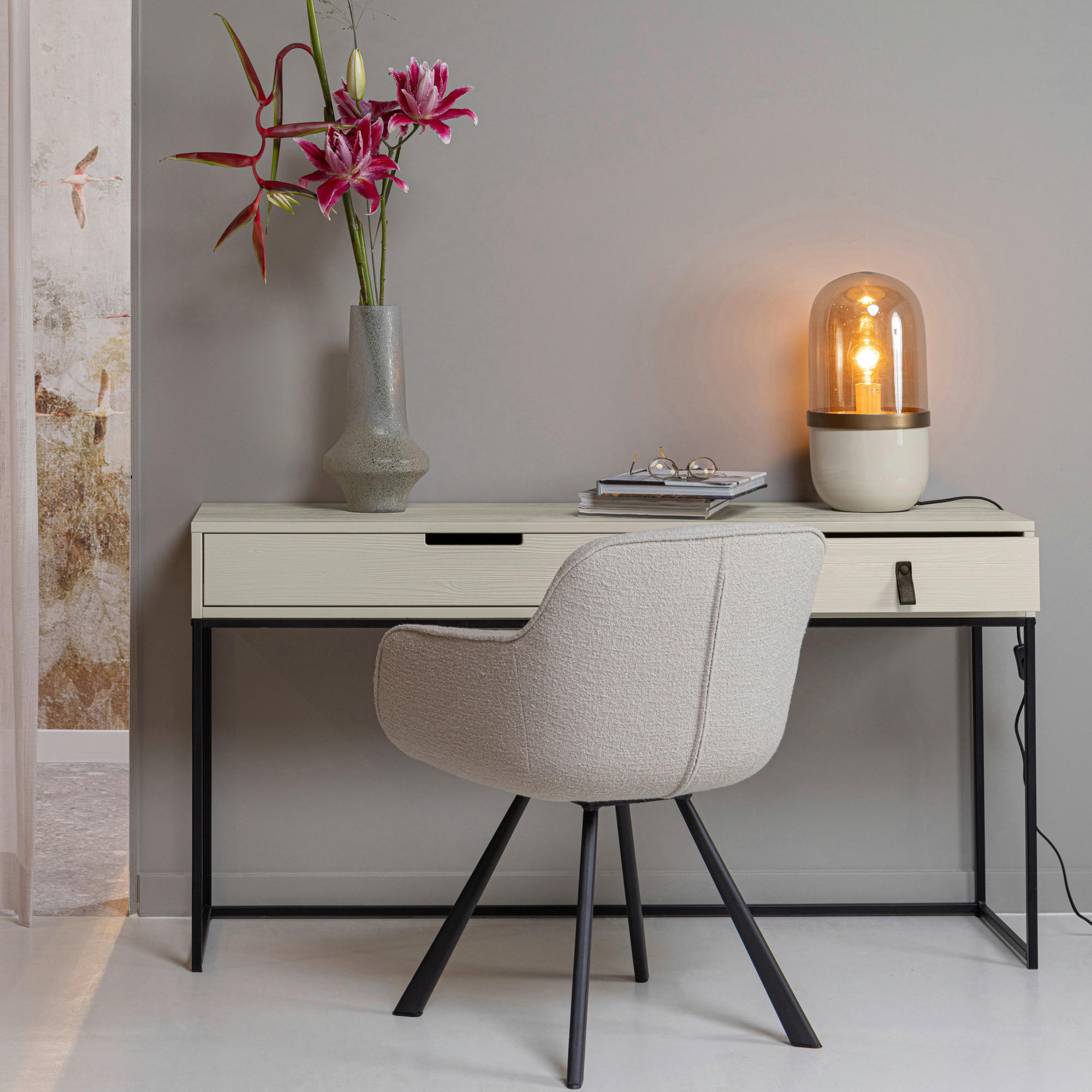 SCHREIBTISCH 140/40/74 cm  in Grau  - Schwarz/Grau, KONVENTIONELL, Holz/Metall (140/40/74cm) - Carryhome
