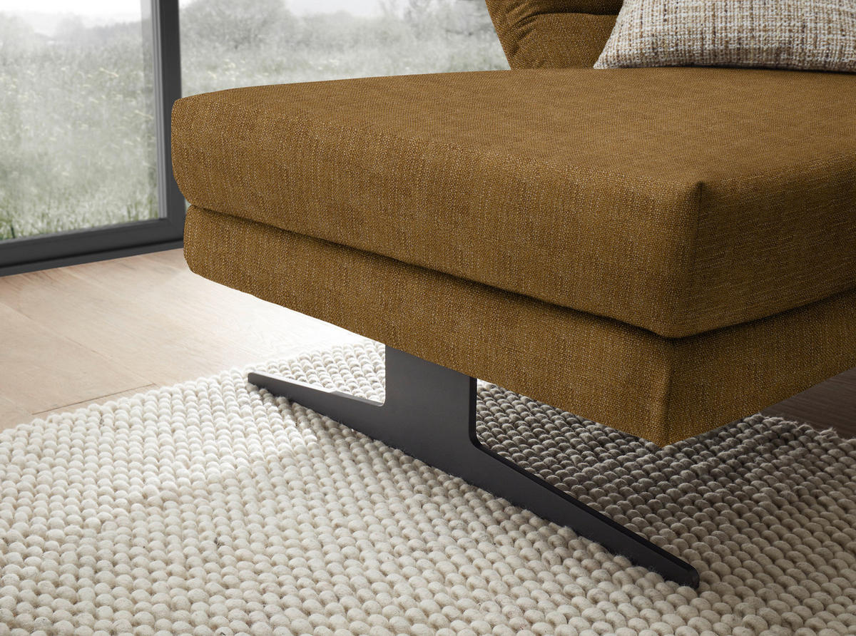 ECKSOFA in Flachgewebe Goldfarben  - Goldfarben/Schwarz, Design, Textil/Metall (176-217/279-327cm) - Dieter Knoll