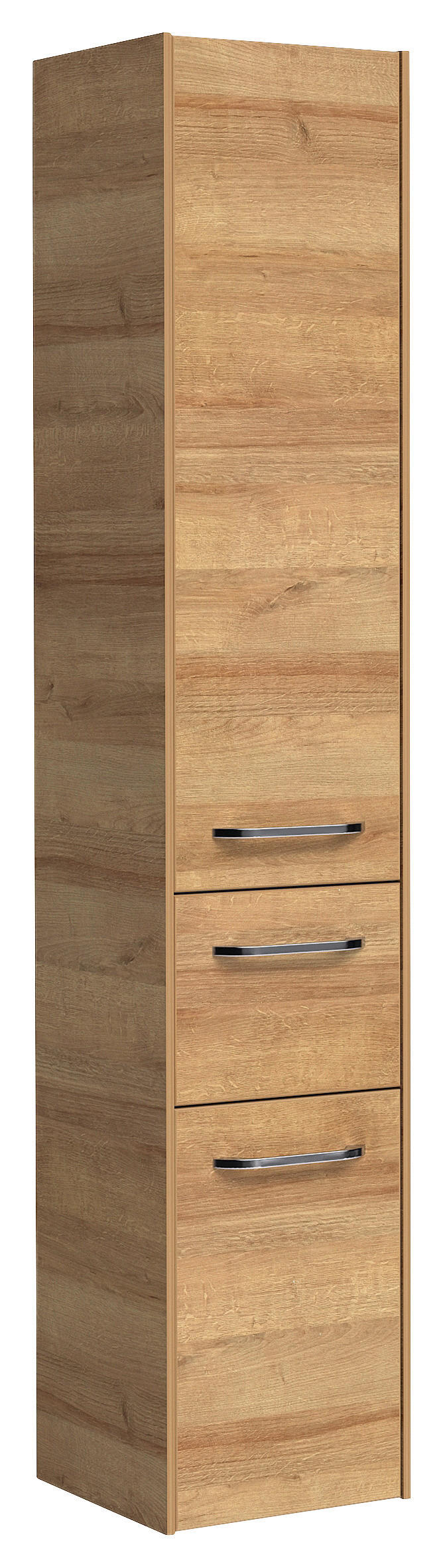 HOCHSCHRANK Eichefarben  - Chromfarben/Weiß Hochglanz, KONVENTIONELL, Glas/Holzwerkstoff (32/168/33cm) - Sadena
