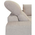ECKSOFA Beige Chenille Zierkissen, Bettkasten, Schlaffunktion, Rücken echt, Kopfteilverstellung, Liegefläche im Originalstoff  - Beige/Schwarz, KONVENTIONELL, Textil/Metall (266/185cm) - Carryhome