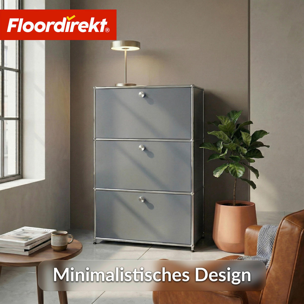 STANDREGAL Grau  - Grau, Basics, Metall (75/120/40cm) - Floordirekt