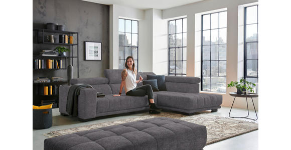 ECKSOFA  in Mikrofaser Grau  301/207 cm  - Schwarz/Grau, Design, Textil/Metall (301/207cm) - Xora