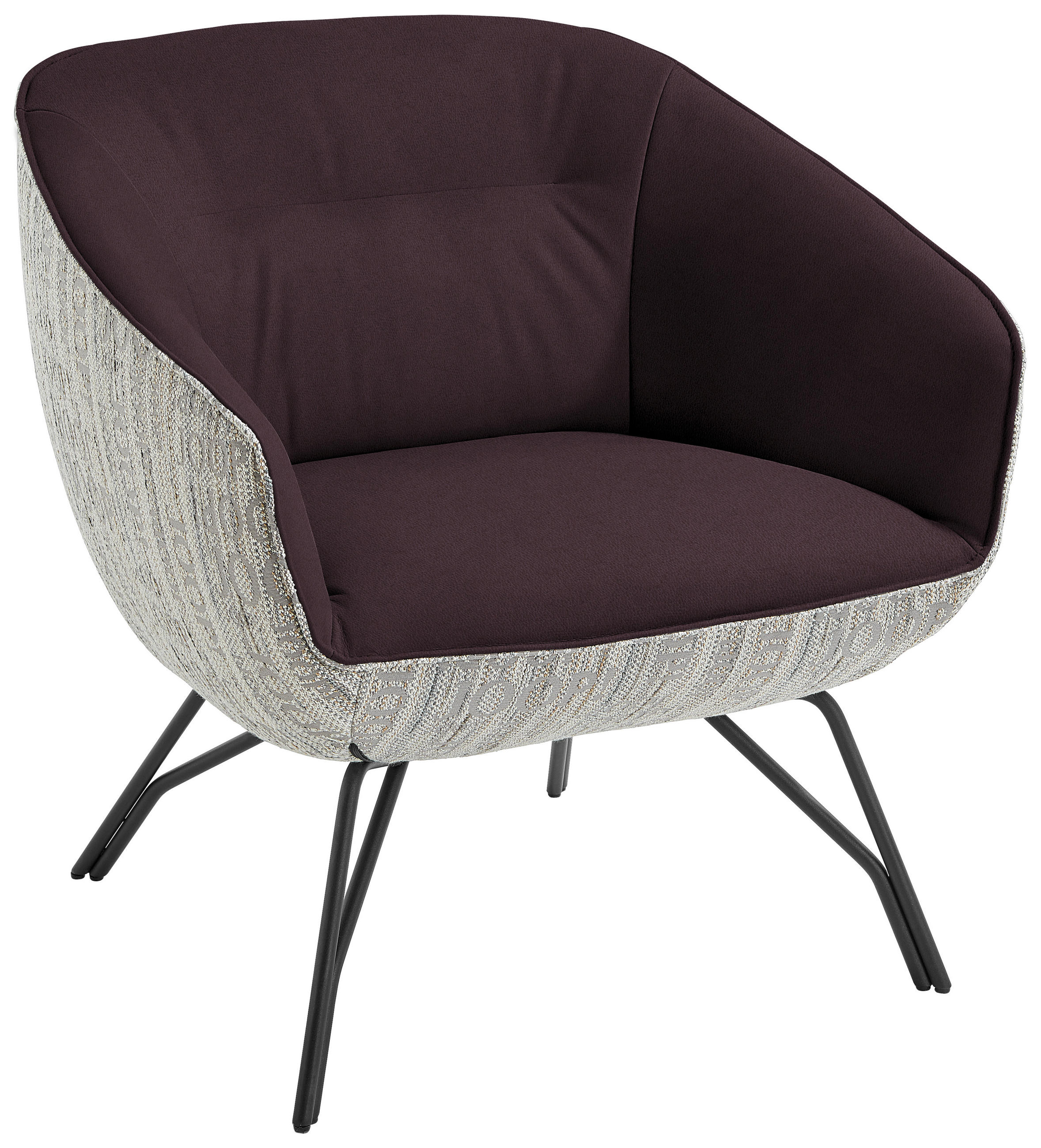 COCKTAILSESSEL - Anthrazit/Dunkelbraun, Design, Leder/Textil (76/80/73cm) - Joop!