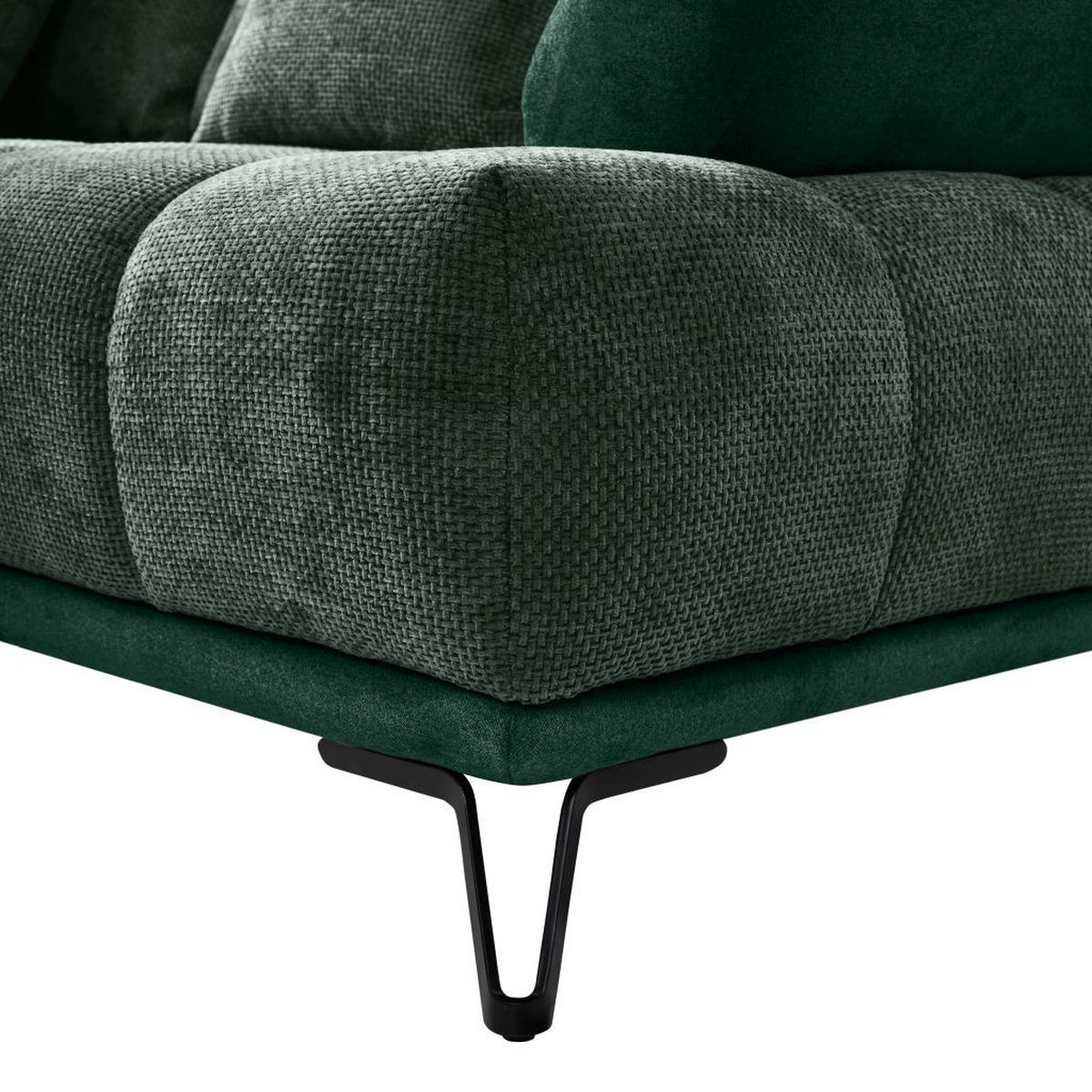 HÖRNSOFFA i chenille mörkgrön  - svart/mörkgrön, Modern, metall/textil (184/262cm) - MID.YOU