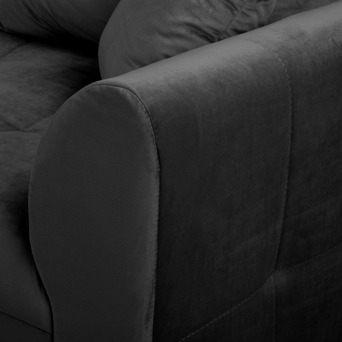 ECKSOFA Ariella Schwarz Samt Rückenkissen  - Schwarz/Naturfarben, Design, Holz/Textil (161/231cm) - Livetastic