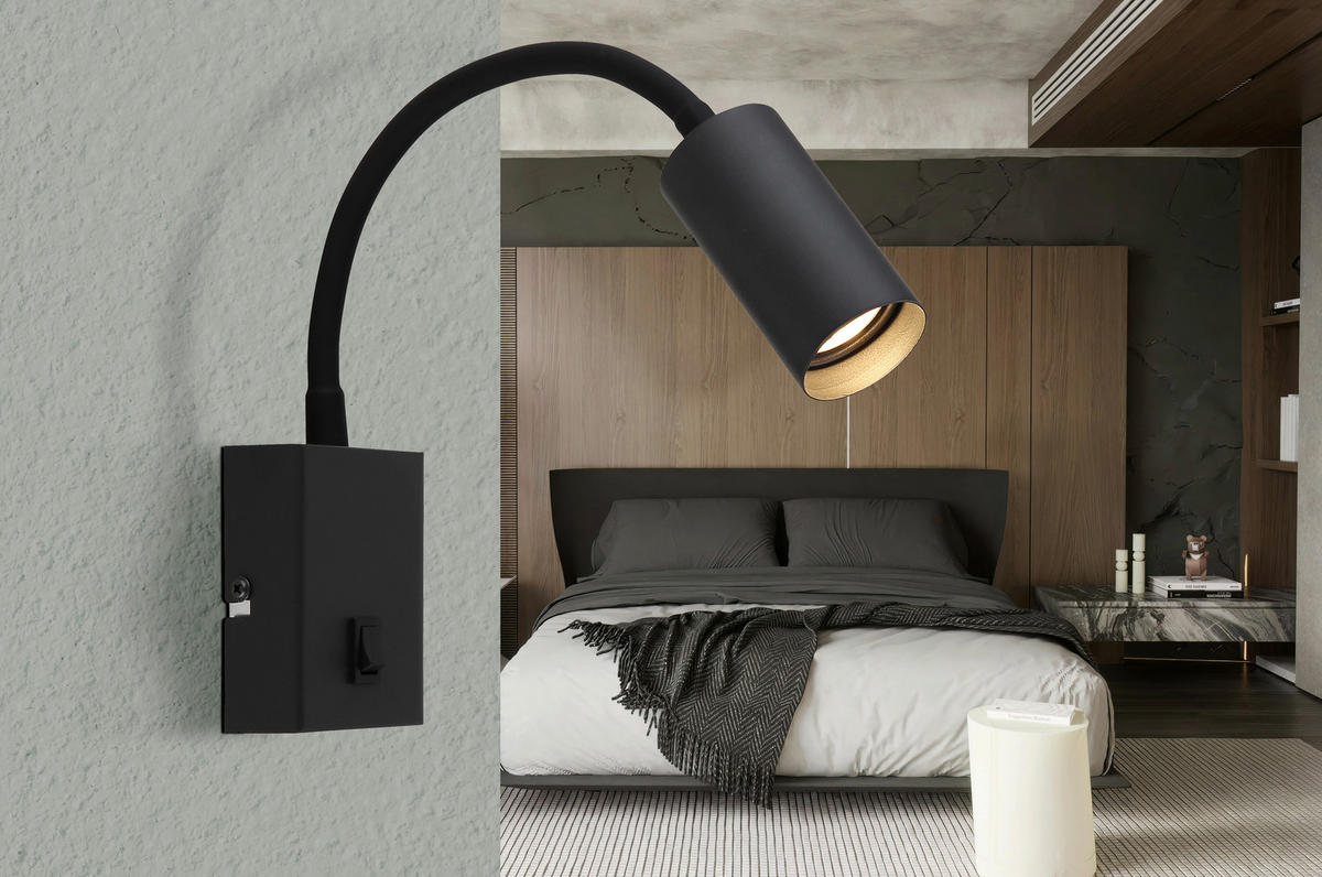 LED-WANDLEUCHTE 13/35,5 cm   - Schwarzchrom/Schwarz, Design, Kunststoff/Metall (13/35,5cm) - Globo