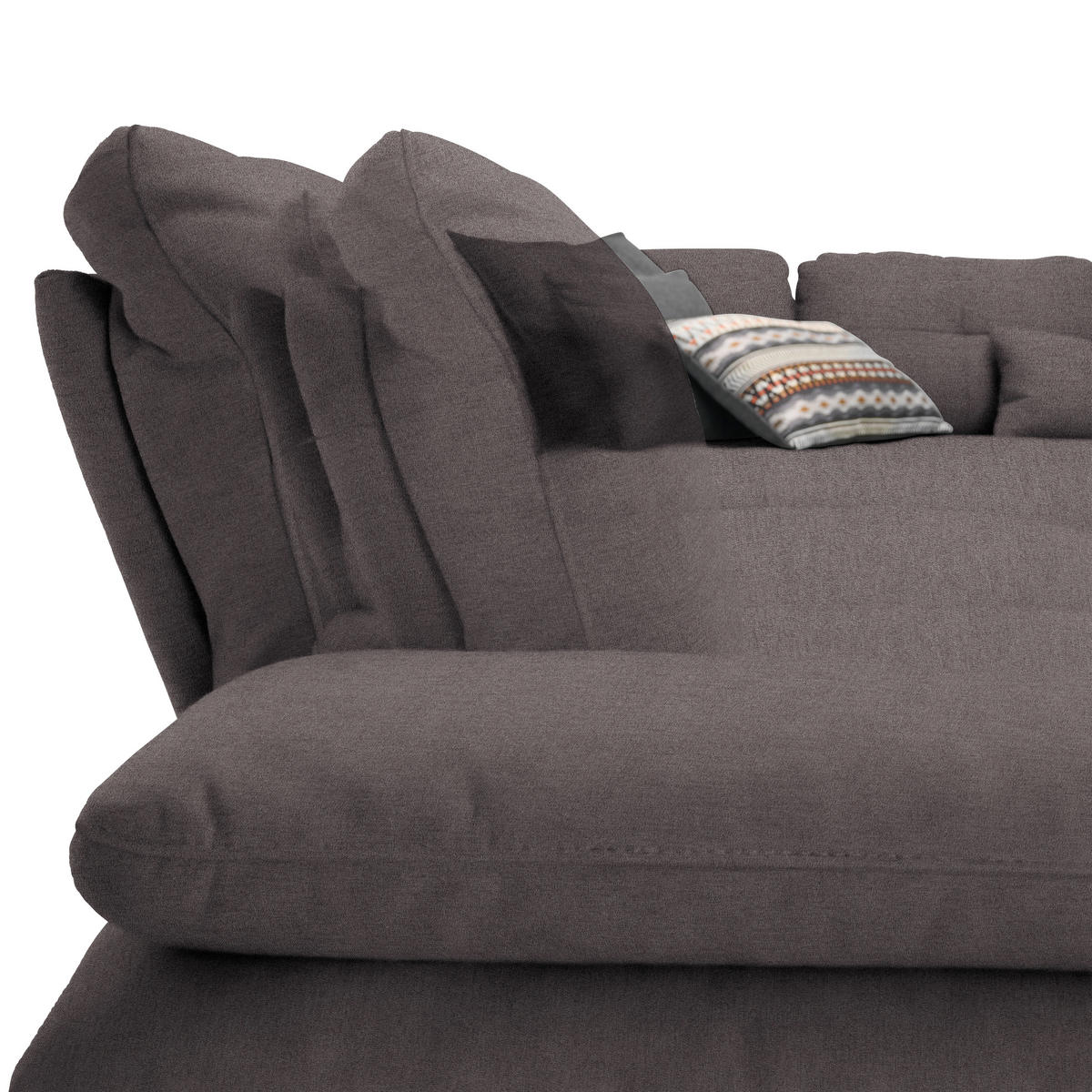 ECKSOFA in Flachgewebe Graphitfarben  344/271 cm  - Schwarz/Graphitfarben, Design, Textil/Metall (344/271cm) - Chilliano
