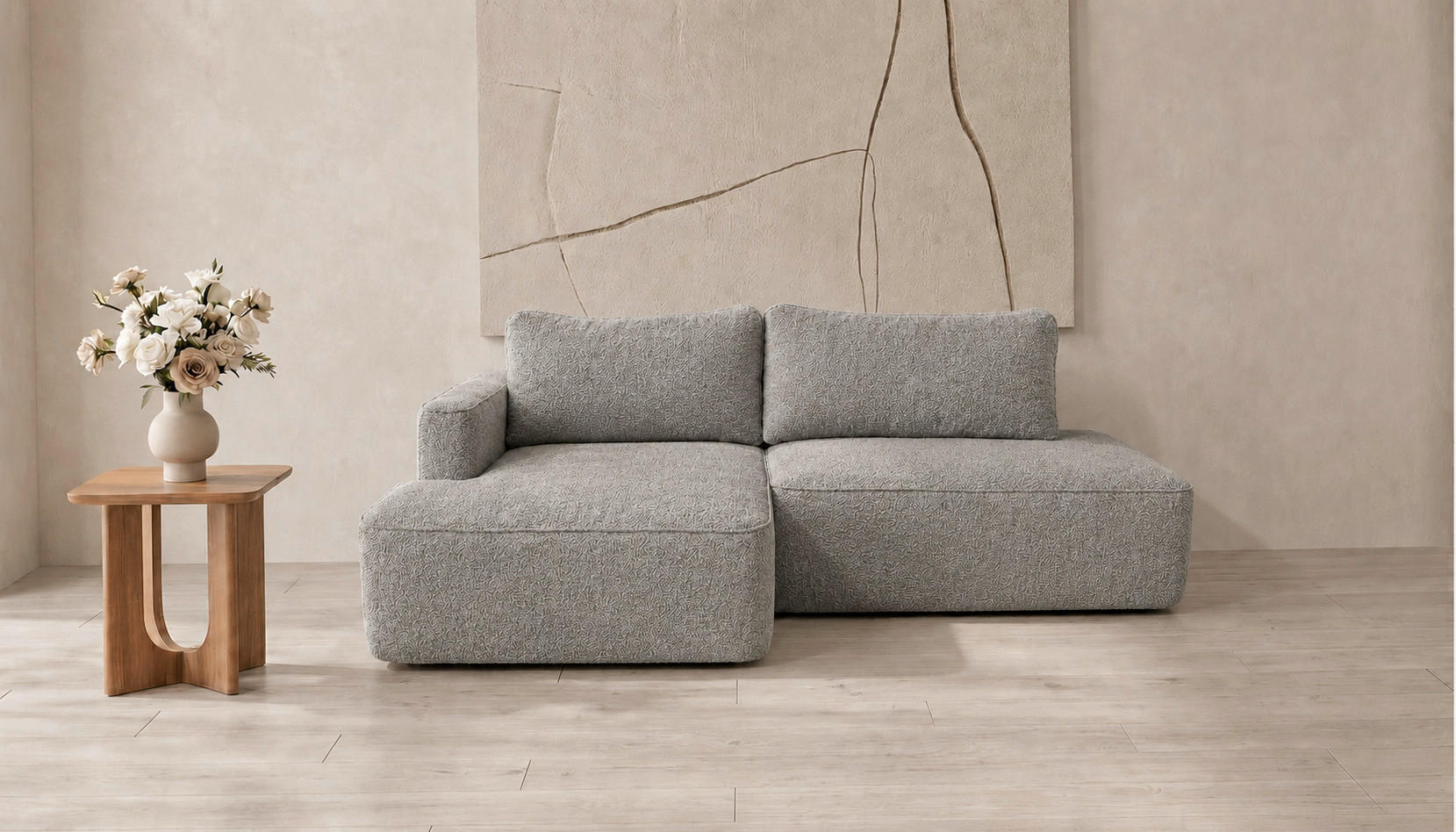 ECKSOFA FREDO Grau Bouclé  - Schwarz/Grau, Design, Kunststoff/Textil (150/233cm) - MID.YOU