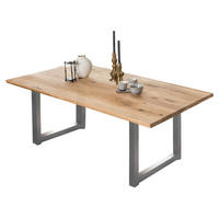 ESSTISCH 220/100/75 cm Echtholz  Holz, Metall rechteckig Naturfarben, Silberfarben  - Silberfarben/Naturfarben, MODERN, Holz/Metall (220/100/75cm) - MID.YOU