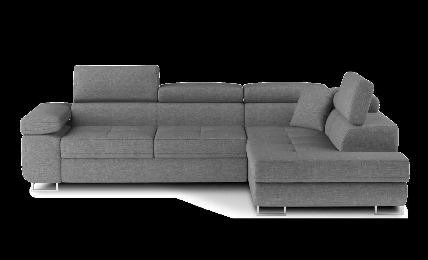 ECKSOFA Grau Textilgeflecht  - Chromfarben/Grau, Design, Textil/Metall (272/203cm) - MID.YOU