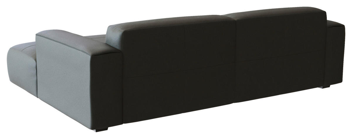 ECKSOFA Dunkelgrau Echtleder  - Dunkelgrau/Schwarz, Design, Leder/Holz (252/171cm) - Livetastic