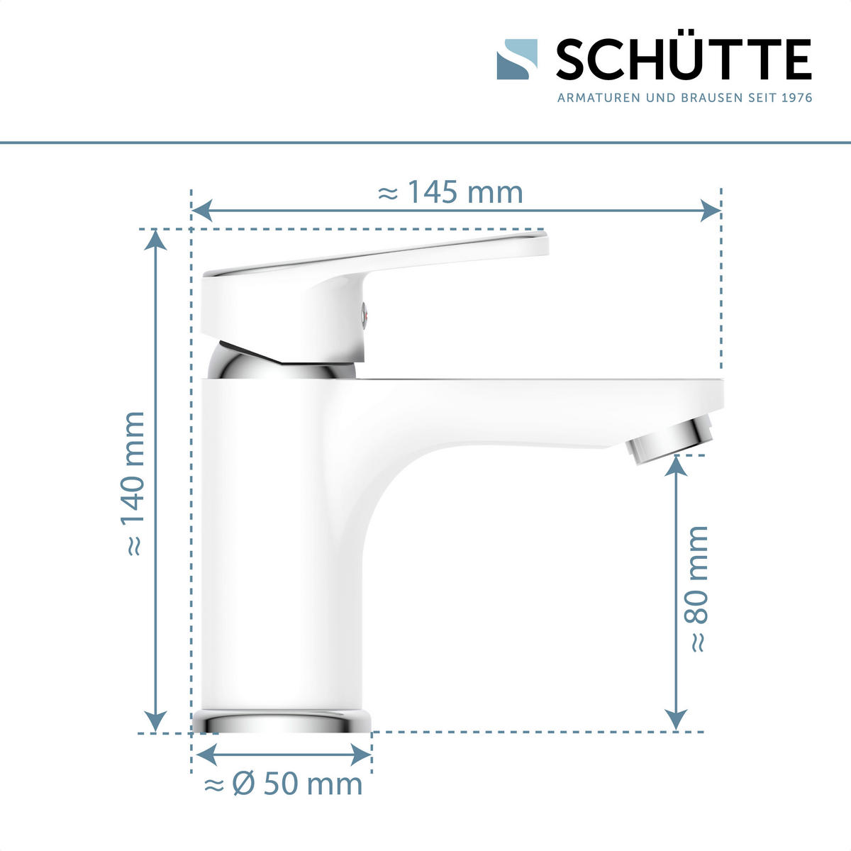 WASCHTISCHARMATUR 34710  - Chromfarben/Weiß, Basics, Metall (5/14/14,5cm) - Schütte