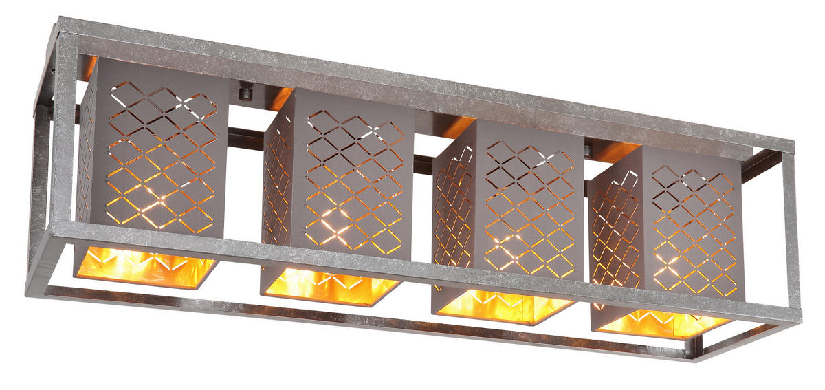 DECKENLEUCHTE Thomas 75/20/22,5 cm   - Silberfarben/Goldfarben, Design, Textil/Metall (75/20/22,5cm) - Globo