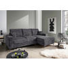 ECKSCHLAFSOFA  mit Rücken echt Struktur Schwarz  - Schwarz, KONVENTIONELL, Textil/Metall (237/143cm) - Livetastic