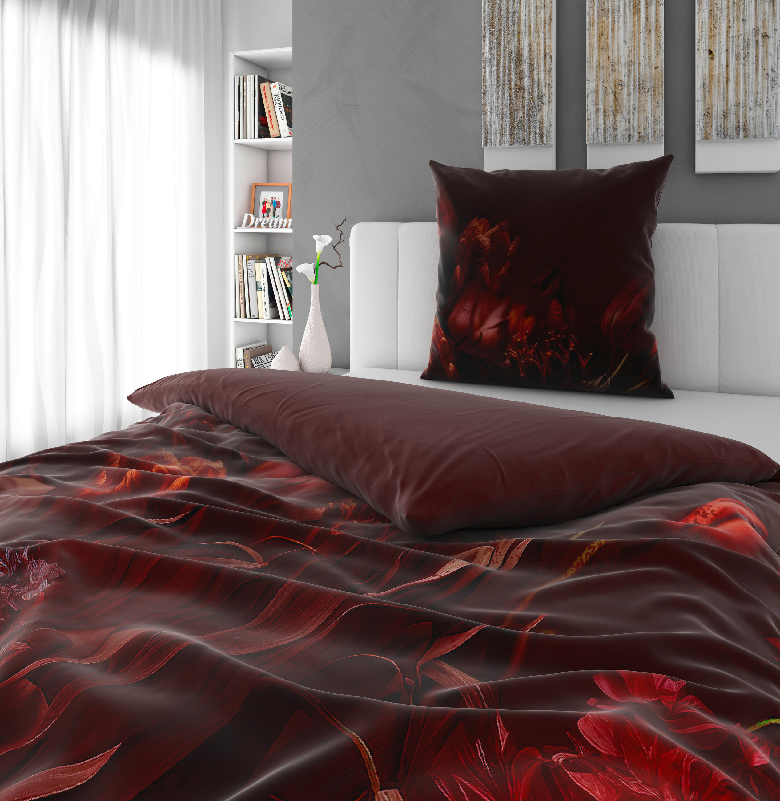 BETTWÄSCHE 135/200 cm Burgonjo Satin  - Dunkelrot, Textil (135/200cm) - Novel